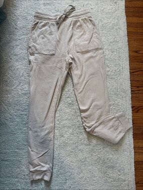 Cream Quilted Pocket Jogger Pants - Light Beige S